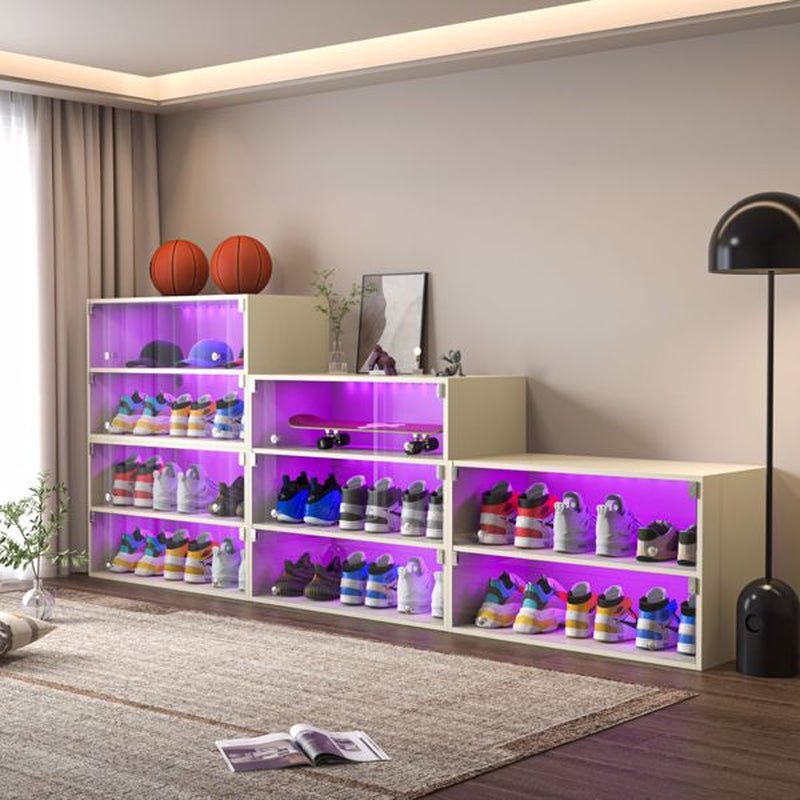 Off-White LED Light Shoebox Triple Layer with Glass Door - 1 Box