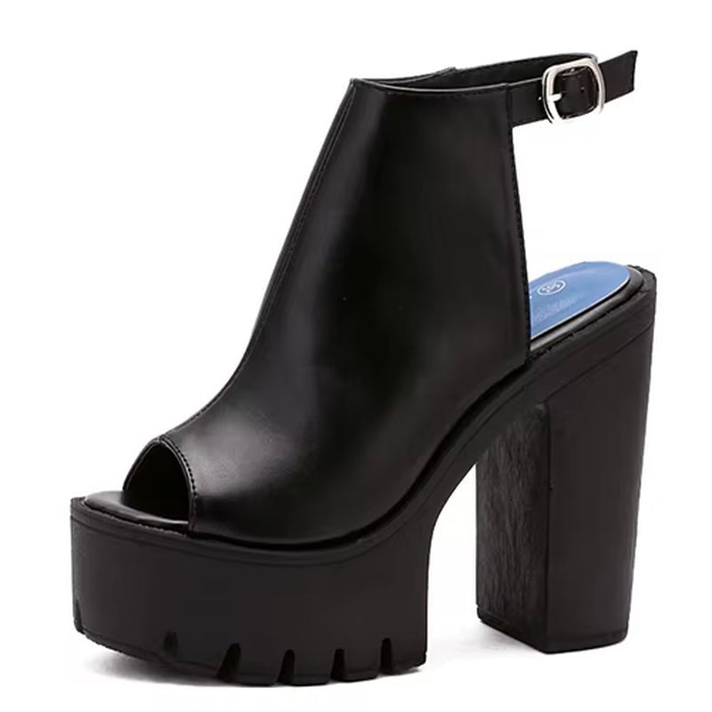Hot Sale European Women Summer Shoes Slingbacks High Heels Sandals Platform Casual Shoes for Party 2021 New Black Size 42