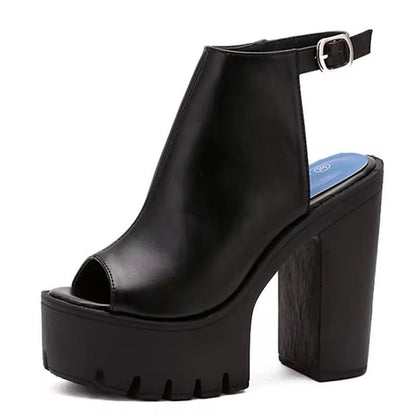 Hot Sale European Women Summer Shoes Slingbacks High Heels Sandals Platform Casual Shoes for Party 2021 New Black Size 42