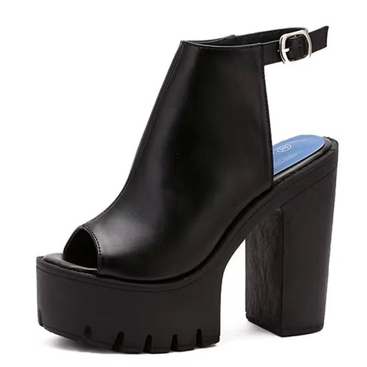Hot Sale European Women Summer Shoes Slingbacks High Heels Sandals Platform Casual Shoes for Party 2021 New Black Size 42
