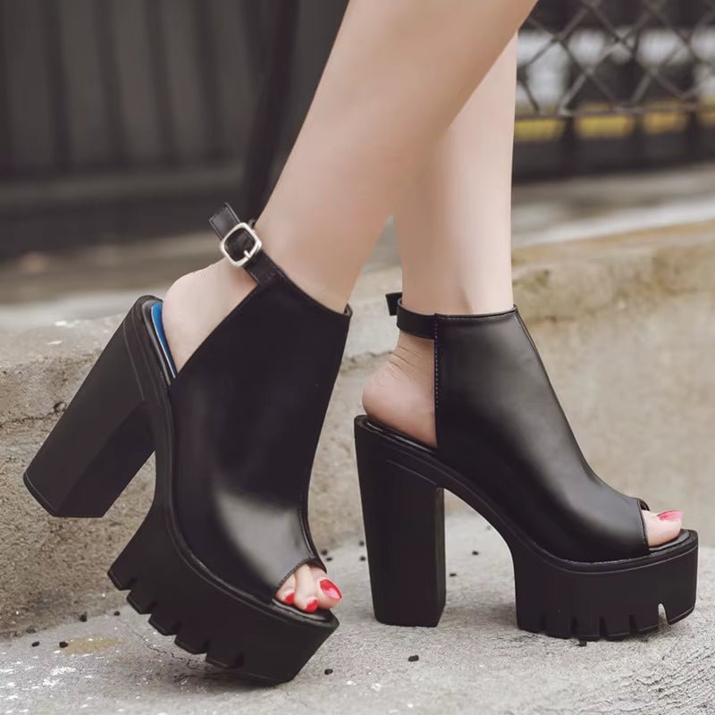 Hot Sale European Women Summer Shoes Slingbacks High Heels Sandals Platform Casual Shoes for Party 2021 New Black Size 42