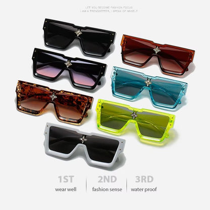Luxury Crystal Oversized Women Square Sunglasses Trending Men Shades UV400