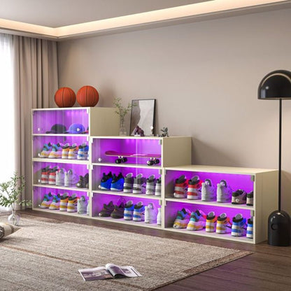 Off-White LED Light Shoebox Triple Layer with Glass Door - 1 Box