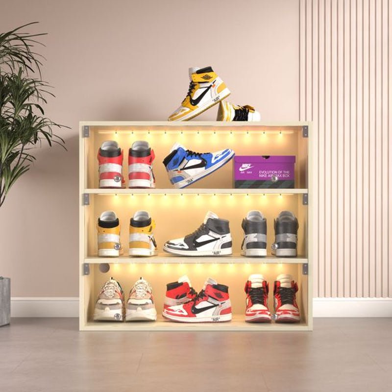 Off-White LED Light Shoebox Triple Layer with Glass Door - 1 Box