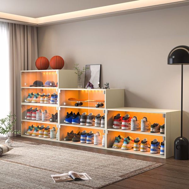 Off-White LED Light Shoebox Triple Layer with Glass Door - 1 Box