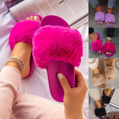 Slippers for Women,Fuzzy Slippers Crystal Furry Plush Fluffy Open Toe Slide Slipper House Home Bedroom Slippers