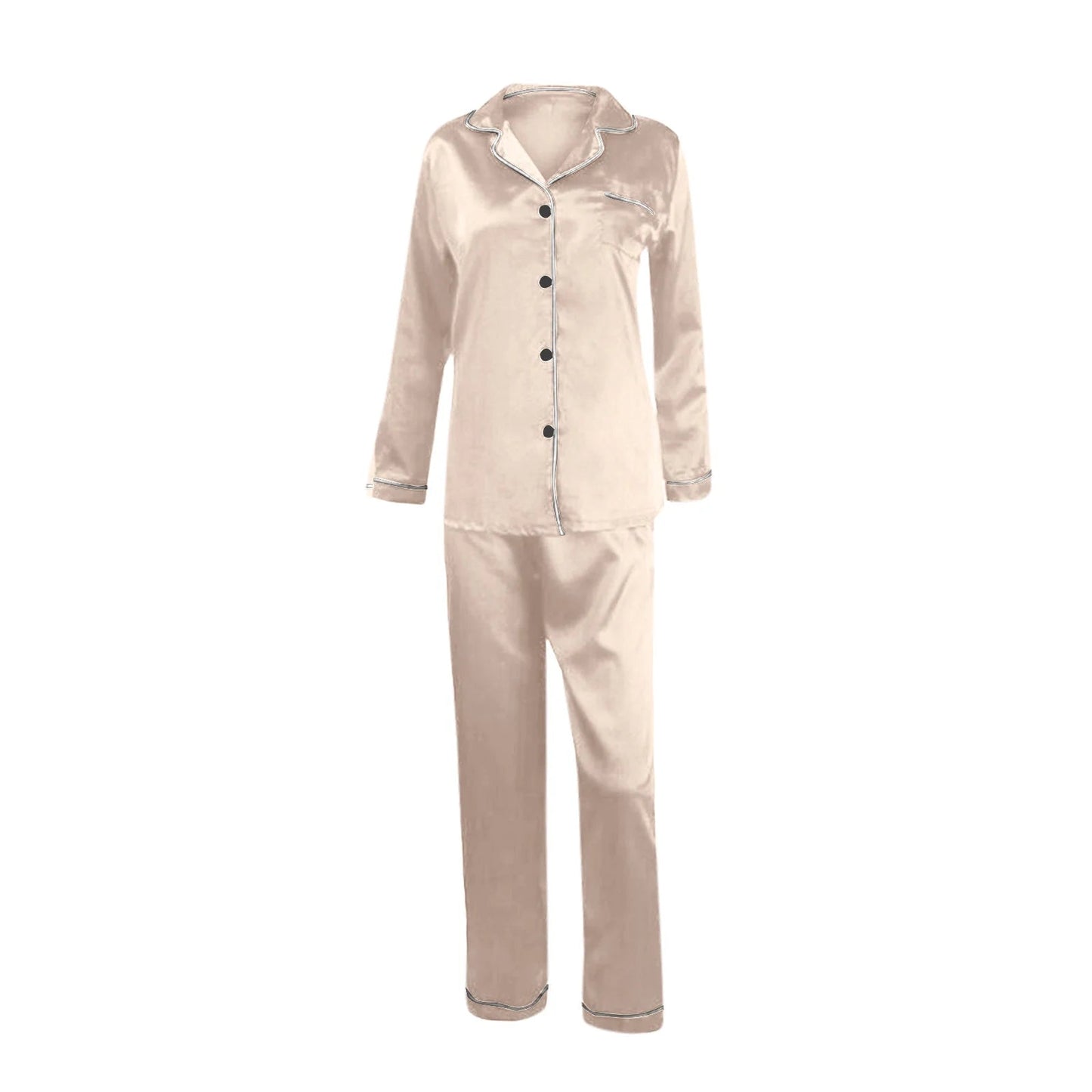 Underwear for Women, Womens Silk Satin Pajamas Set Long Sleeve Button down Sleepwear 2 Piece Lounge Set Pj Set M-5XL Gold 5XL