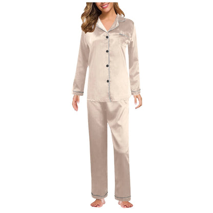 Underwear for Women, Womens Silk Satin Pajamas Set Long Sleeve Button down Sleepwear 2 Piece Lounge Set Pj Set M-5XL Gold 5XL